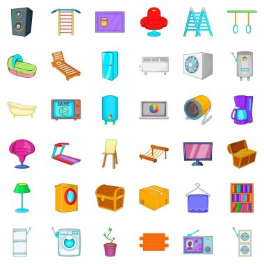 Mikrodalga Icons set, karikatür tarzı