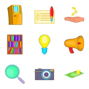 Fiziksel Medya Icons set, karikatür tarzı