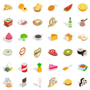 Pastane Dükkanı Icons set, izometrik stili