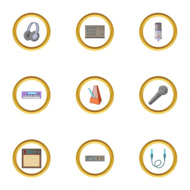 Ses stüdyo Icons set, karikatür tarzı