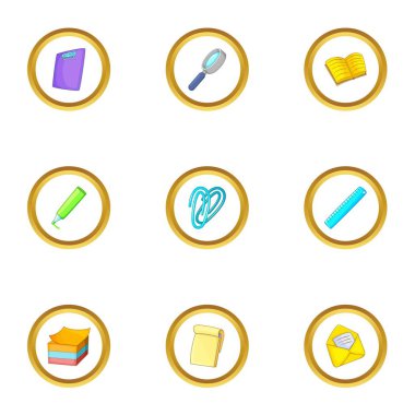 Office Araçları simgeler ayarla, tarzı çizgi film