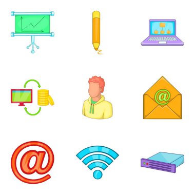 Online arama Icons set, karikatür tarzı