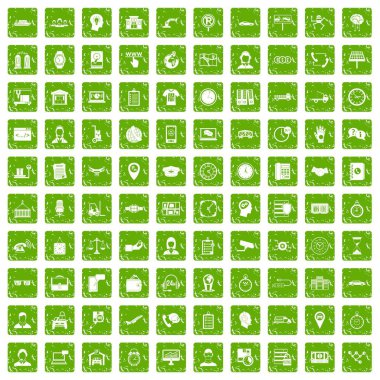 100 saat simgeleri çalışma grunge yeşil ayarla