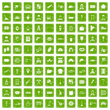 meslekler simgeleri çalışma 100 grunge yeşil ayarla