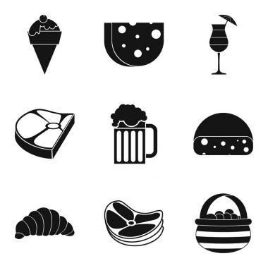 Kalori gıda Icons set, basit tarzı