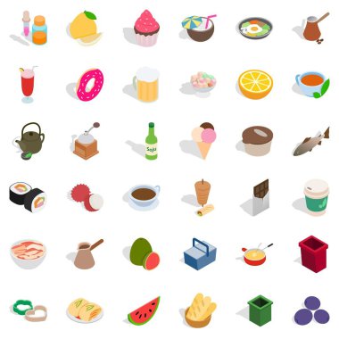 Mutfak Icons set, izometrik stili