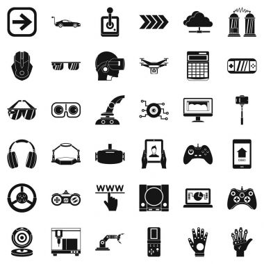 Barbekü Icons set, basit tarzı