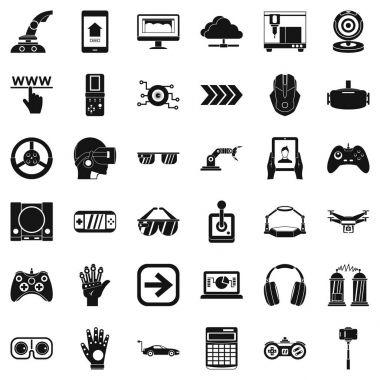 Oyun bitti Icons set, basit tarzı