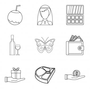 Restoran akşam simgeler ayarla, stil anahat