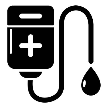 Kan torbası simgesi, basit siyah stil