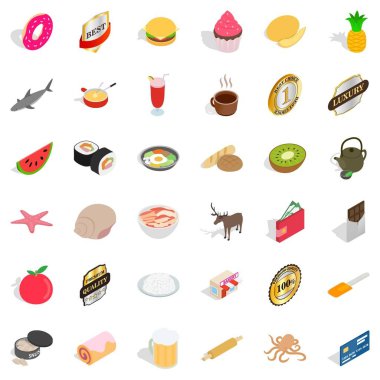 Karpuz simgeleri ayarlandı, izometrik biçim