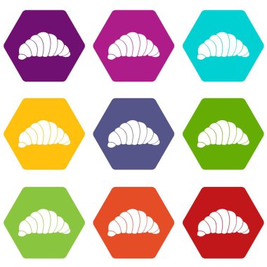 Renk altı yüzlü kruvasan Icon set