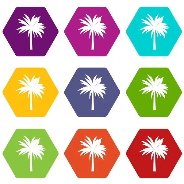Renk altı yüzlü Palm Icon set