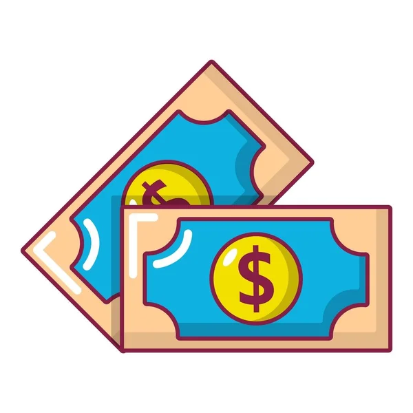Icône de billet de banque, style dessin animé — Image vectorielle