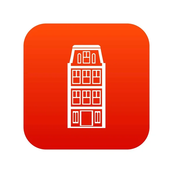 Case olandesi icona digitale rosso — Vettoriale Stock