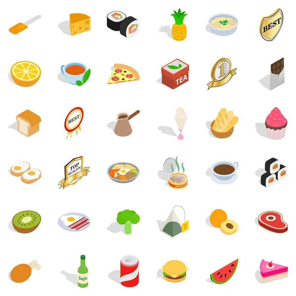 Conjunto de iconos de alimentos de calidad, estilo isométrico — Vector de stock