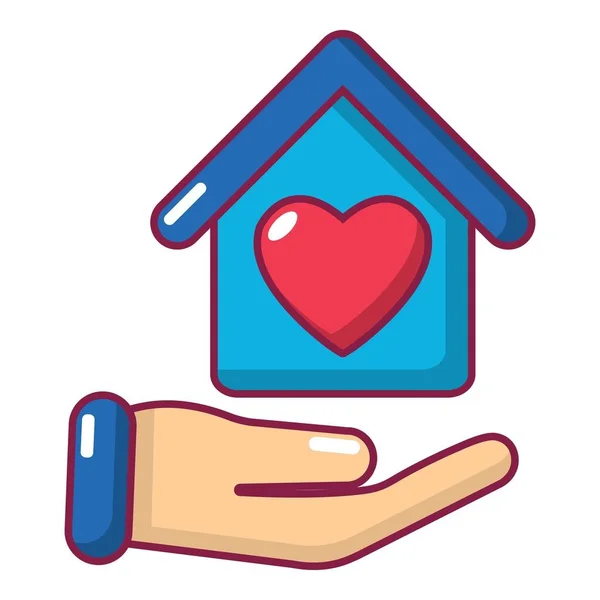 Hand house icon, cartoon style — Stock Vector