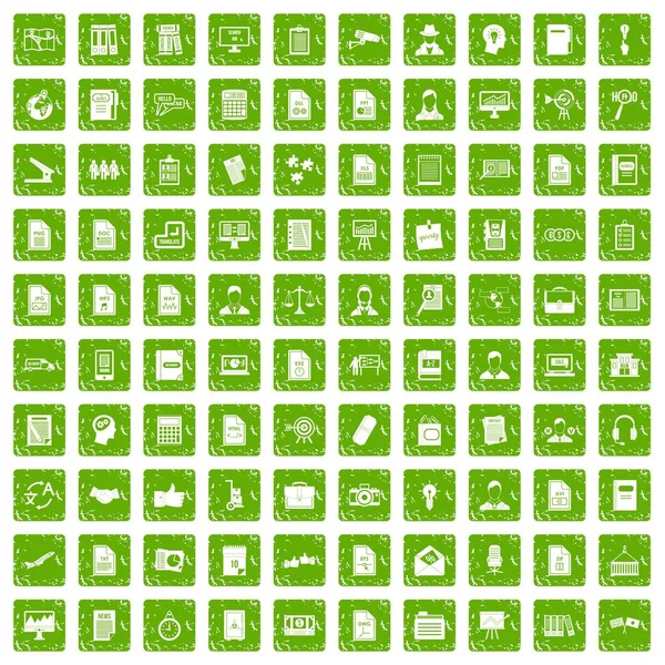 100 çalışma kağıt simgeler grunge yeşil ayarla