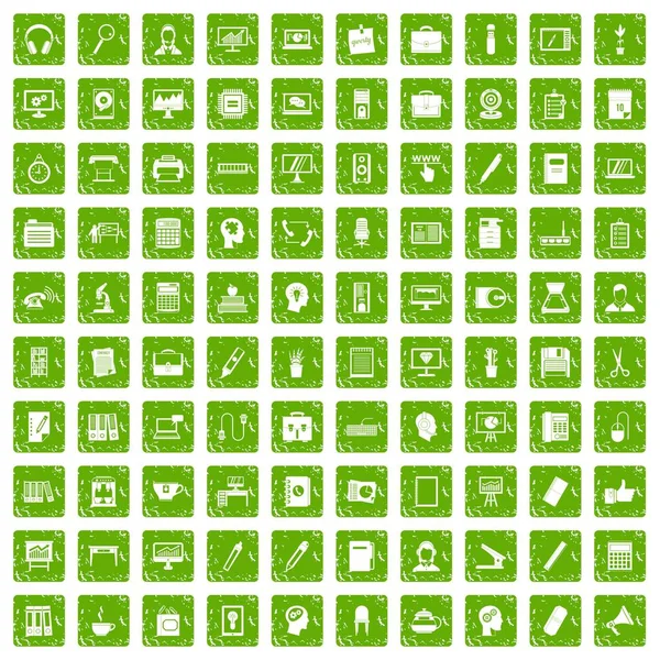 100 çalışma alanı simgeleri grunge yeşil ayarla