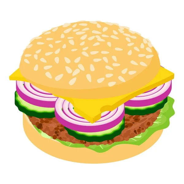 Burger simgesi, izometrik 3d stili — Stok Vektör