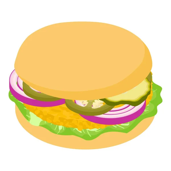 Icona di cipolla hamburger, stile isometrico 3d — Vettoriale Stock