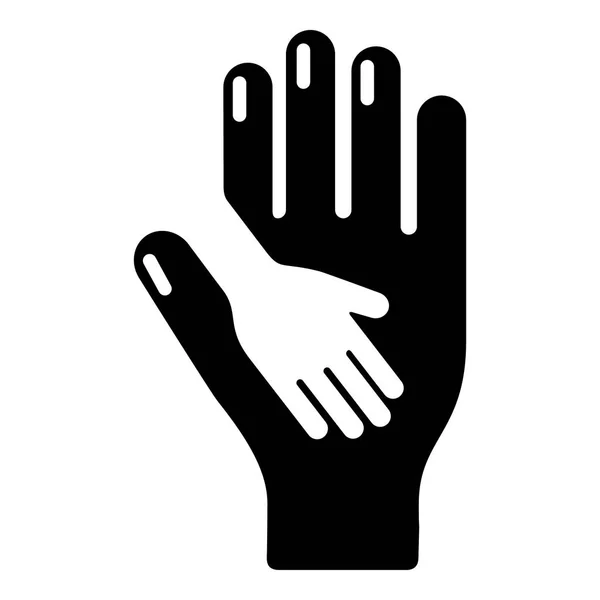 Zorgzame pictogram van een hand, eenvoudige zwarte stijl — Stockvector