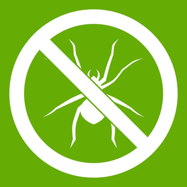 No hay signo de araña icono verde — Vector de stock