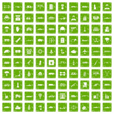 100 yük simgeler grunge yeşil ayarla