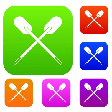 İki ahşap çapraz kürek renk koleksiyonu ayarla