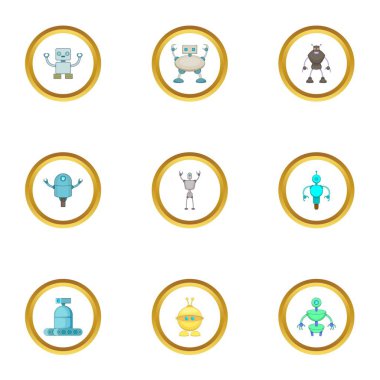 Cyborg Icons set, karikatür tarzı