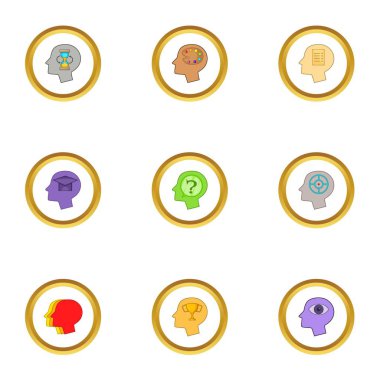 Kafa dişli Icons set ile çizgi film tarzı