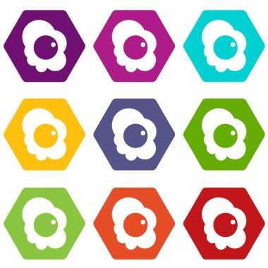 Renk altı yüzlü kızarmış yumurta Icon set