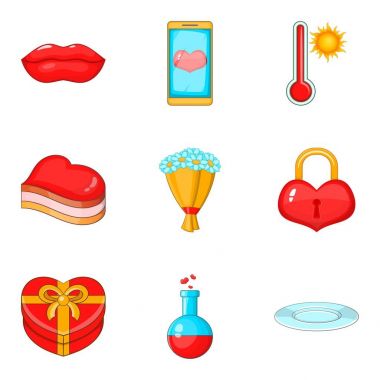 Lezzetli yemek Icons set, karikatür tarzı