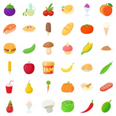 Icons set, karikatür tarzı jam