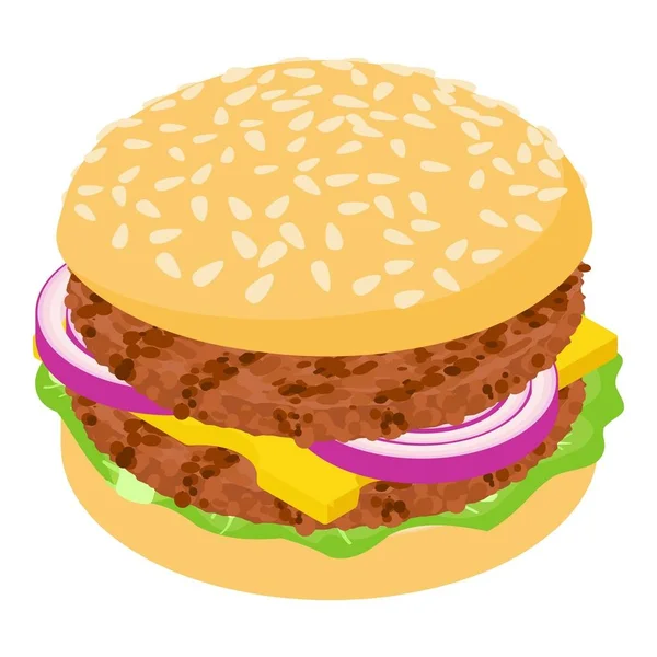 Icona costoletta hamburger, stile isometrico 3d — Vettoriale Stock