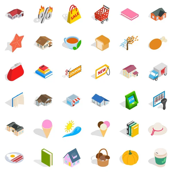 Lieve iconen set, isometrische stijl — Stockvector