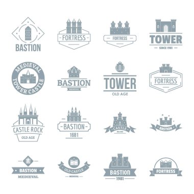 Kuleleri kaleler logo Icons set, basit tarzı