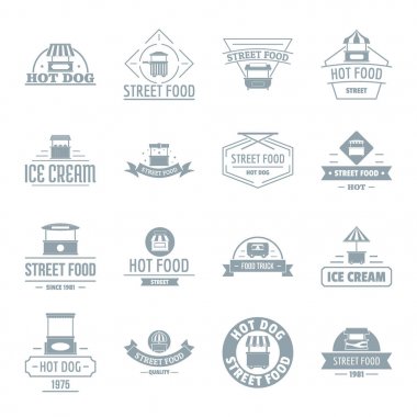 Sokak gıda logo Icons set, basit tarzı