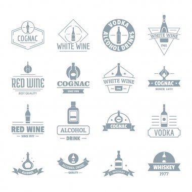 Alkol logo Icons set, basit tarzı