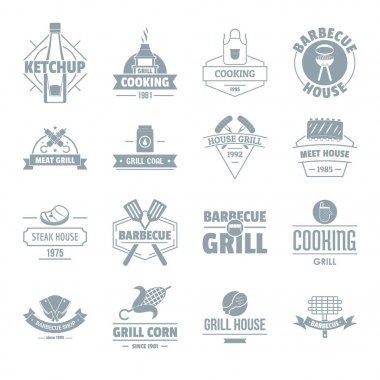 Barbekü Izgara logo Icons set, basit tarzı