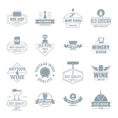 Şarap logo Icons set, basit tarzı