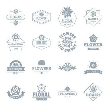 Çiçek logosu Icons set, basit tarzı