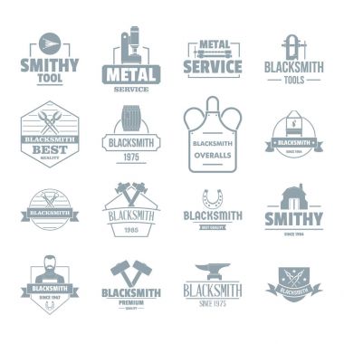 Demirci metal logo Icons set, basit tarzı