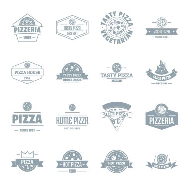 Pizzacı logo Icons set, basit tarzı