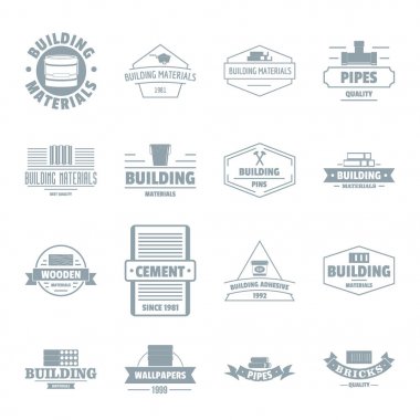 Yapı malzemeleri logo Icons set, basit tarzı