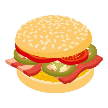 Burger taze simgesi, izometrik 3d stili