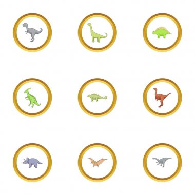 Vahşi dinozor Icons set, karikatür tarzı