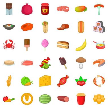 Suşi Icons set, karikatür tarzı