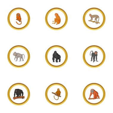 Maymun simgeler ayarla, tarzı çizgi film