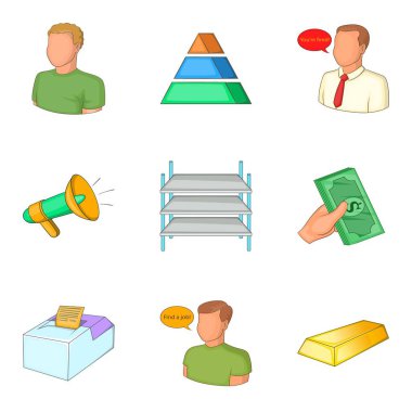 Para piramit Icons set, karikatür tarzı